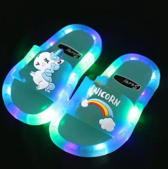 Children‘s Boys Girls Slippers Cartoon Animals Prints Shoes Lighted Fashion Cute Shoes Bathroom Kids Toddler Slippers Flat Heels - viralproducts