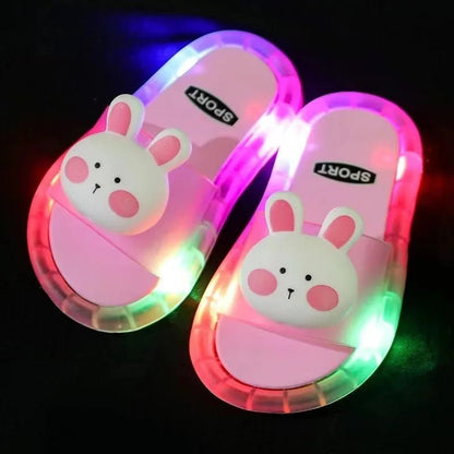 Children‘s Boys Girls Slippers Cartoon Animals Prints Shoes Lighted Fashion Cute Shoes Bathroom Kids Toddler Slippers Flat Heels - viralproducts