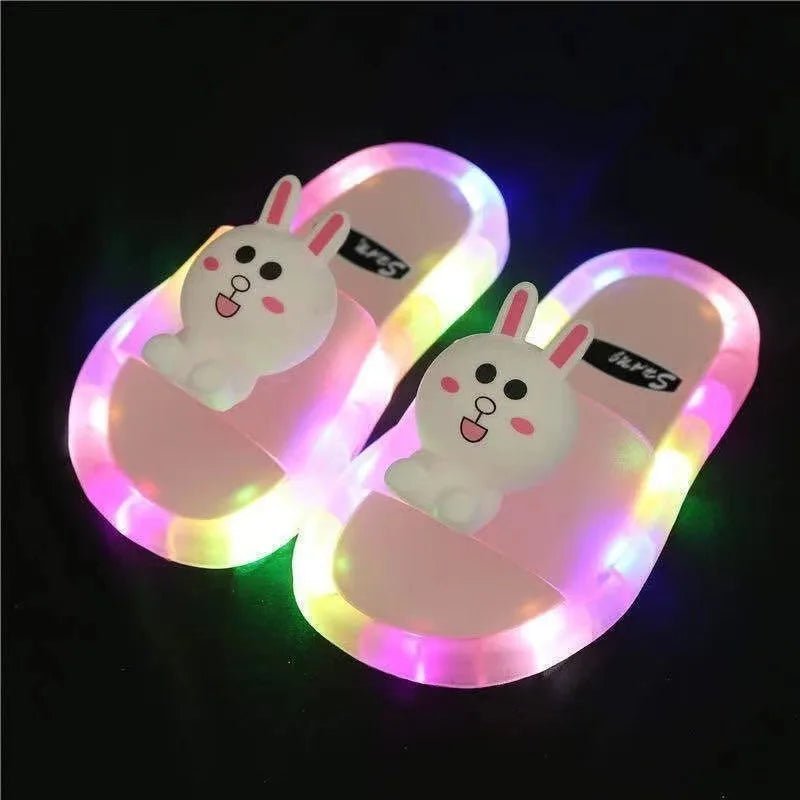 Children‘s Boys Girls Slippers Cartoon Animals Prints Shoes Lighted Fashion Cute Shoes Bathroom Kids Toddler Slippers Flat Heels - viralproducts