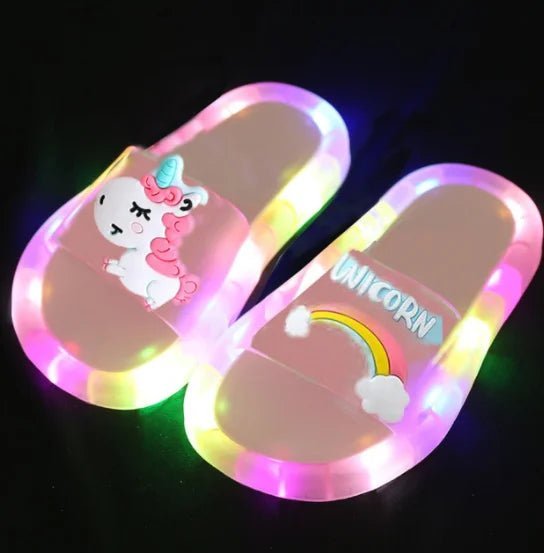 Children‘s Boys Girls Slippers Cartoon Animals Prints Shoes Lighted Fashion Cute Shoes Bathroom Kids Toddler Slippers Flat Heels - viralproducts