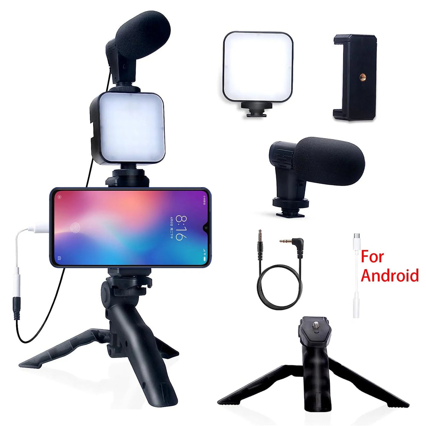 Kit de Vlogging para Smartphone con Trípode y Micrófono - viralproducts