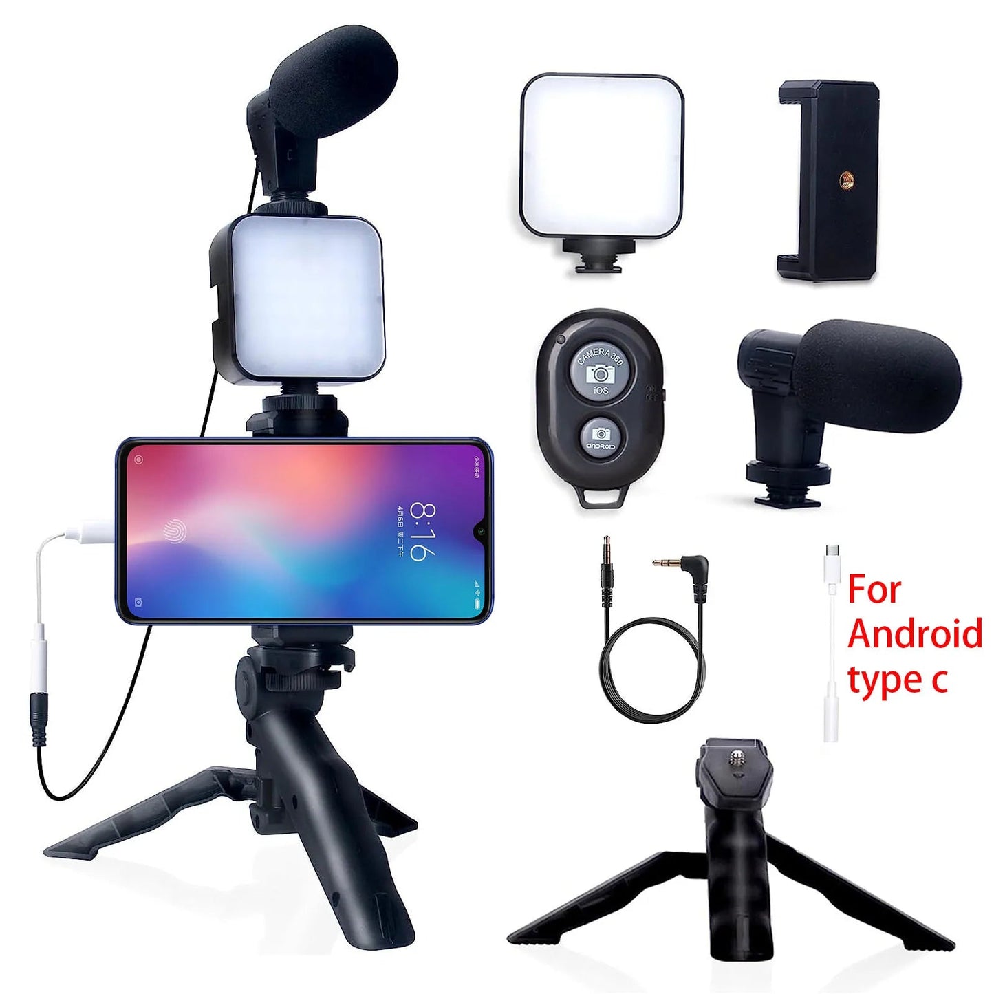 Kit de Vlogging para Smartphone con Trípode y Micrófono - viralproducts